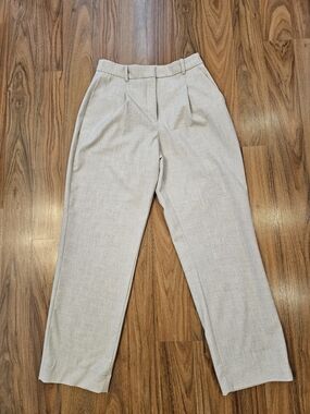 Curve Love A&F Quinn Tailored Straight Pant Size 27 In Oatmeal